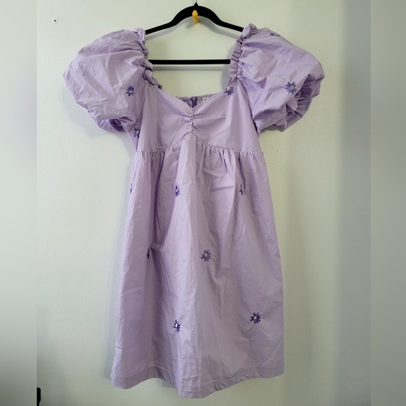 Anthropologie Lavender Puff Sleeve Dress - Picture 5 of 15
